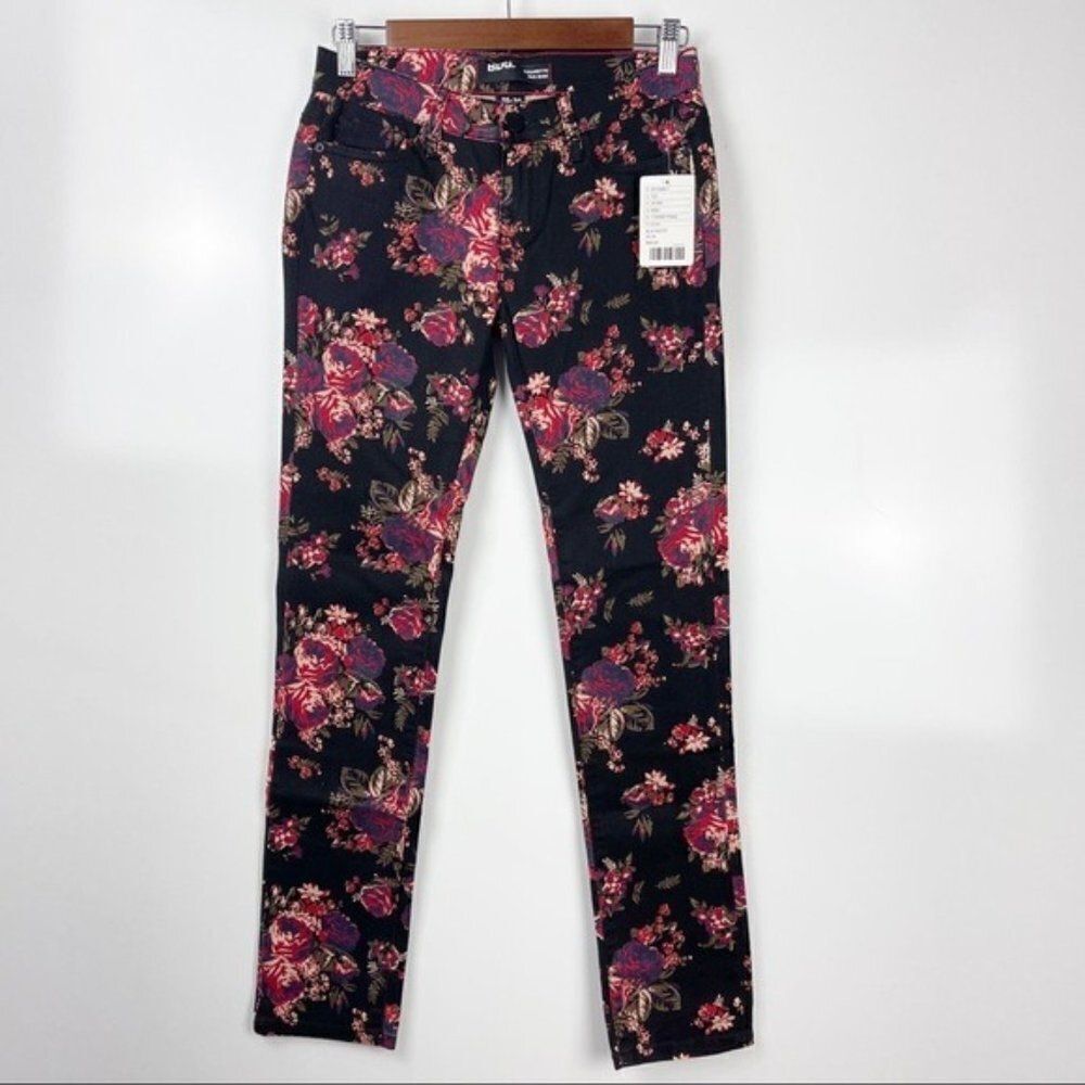 BDG Urban Outfitters Women’s Cigarette Mid-Rise Jeans Black Floral Size 25 NWT